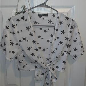Nasty Gal tie front star top